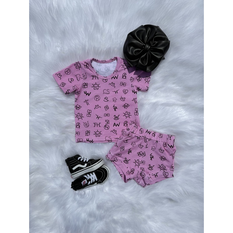 Pink Branded Short Set|Newborn|0/3 months|3/6 months|6/12 months|18/24 months|2t|3t|4t|5/6t