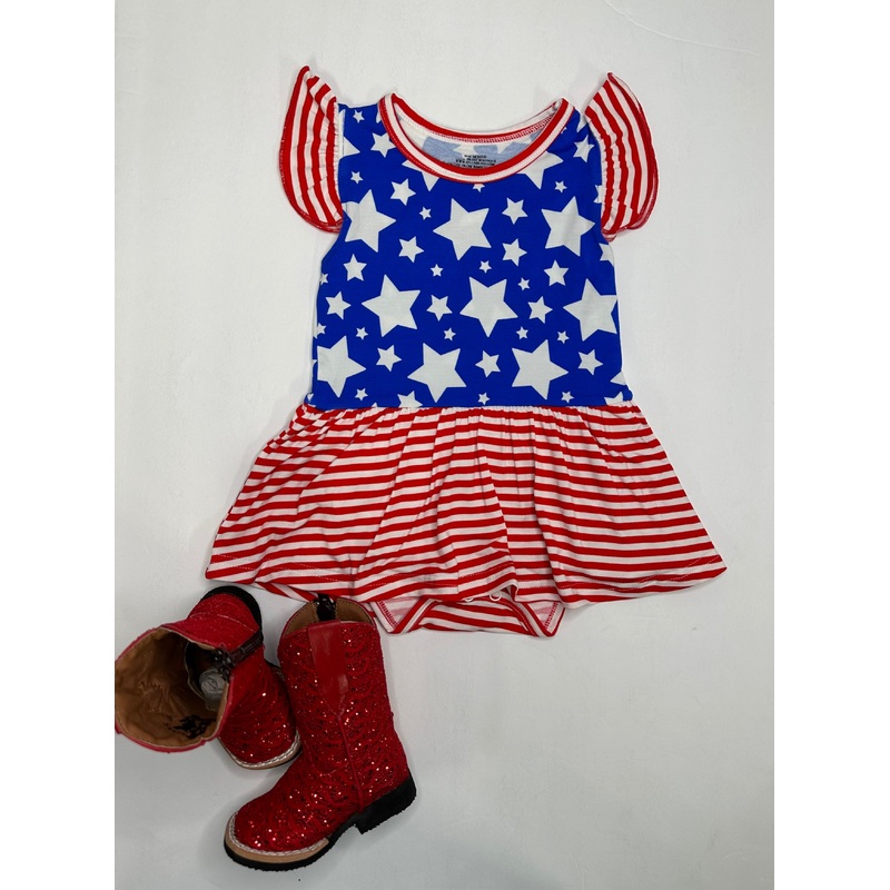Star Spangled Cutie Bamboo Skirted Romper