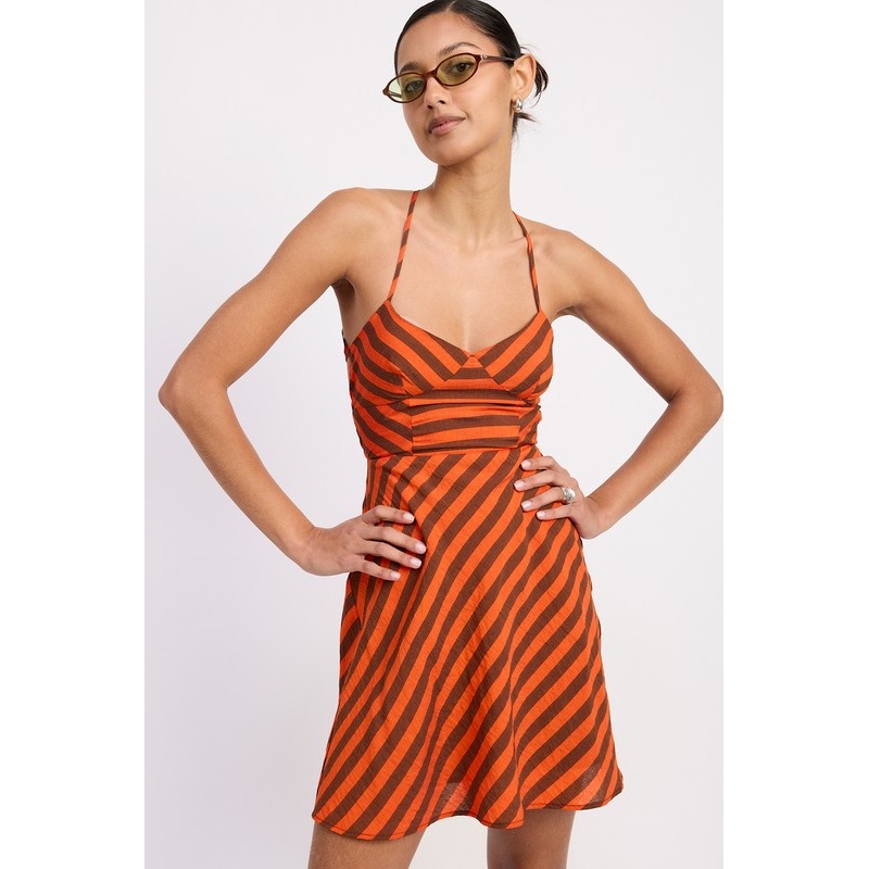 STRAPPY BACK BIAS CUT MINI DRESS