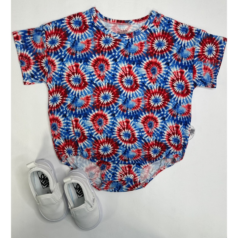 USA Tie Dye Oversized Bamboo Romper