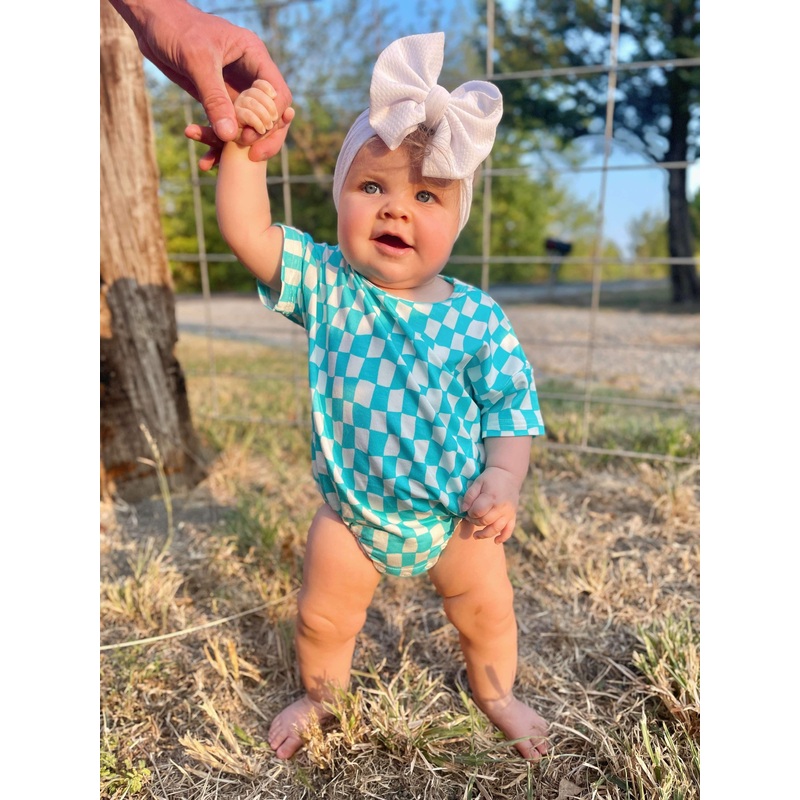 Wavy Checks Oversized Bamboo Romper