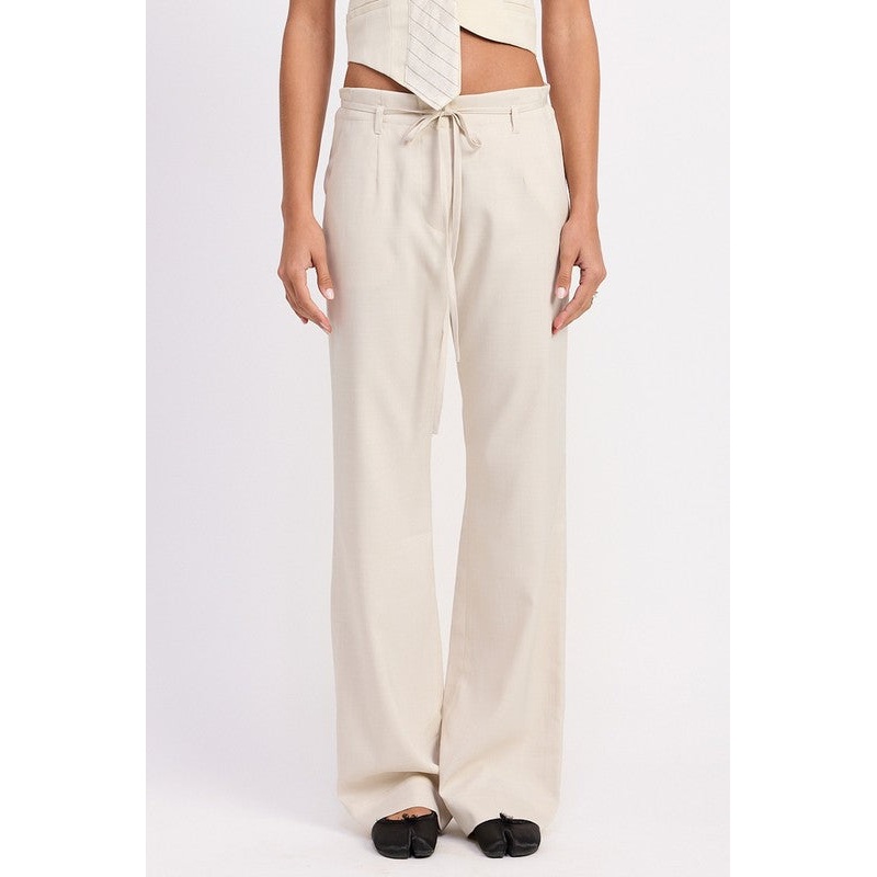 WIDE LEG DRAWSTING TROUSERS WITH BELT LOOPS
