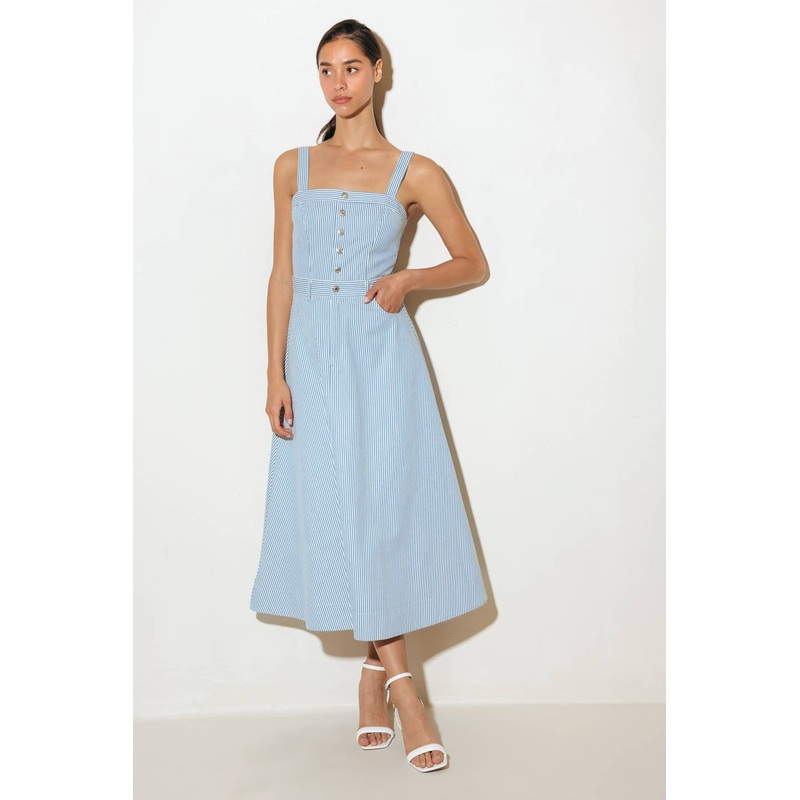 CAREFREE DAISY WOVEN MIDI DRESS