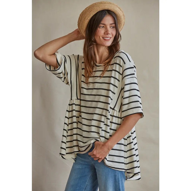 Casual Striped Oversized Tunic