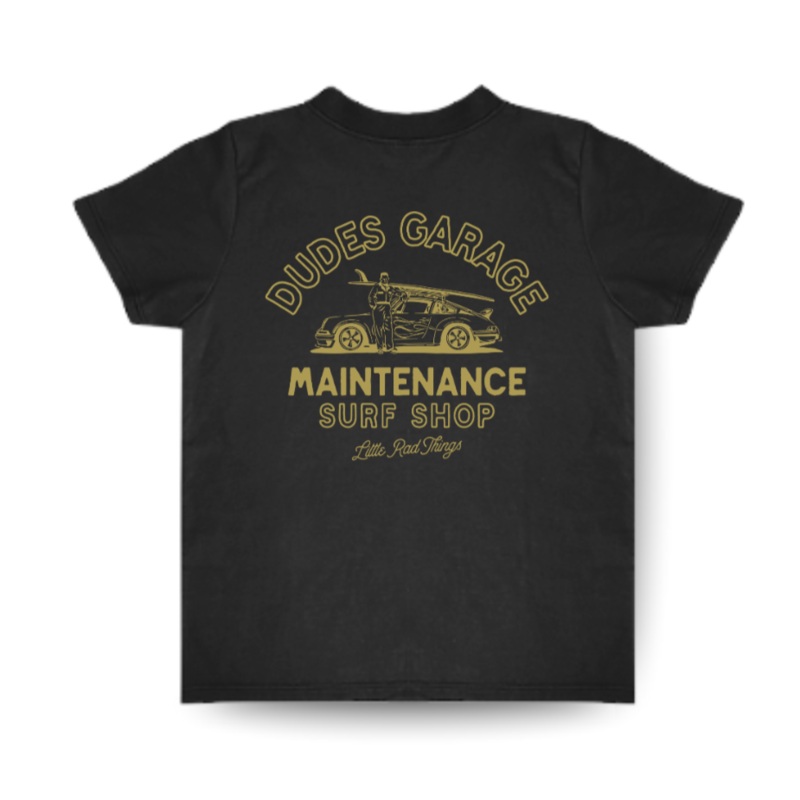 DUDES GARAGE TEE – BLACK|12/18M|18/24M|2/3T|3/4T|5/6T|7/8Y|9/10Y