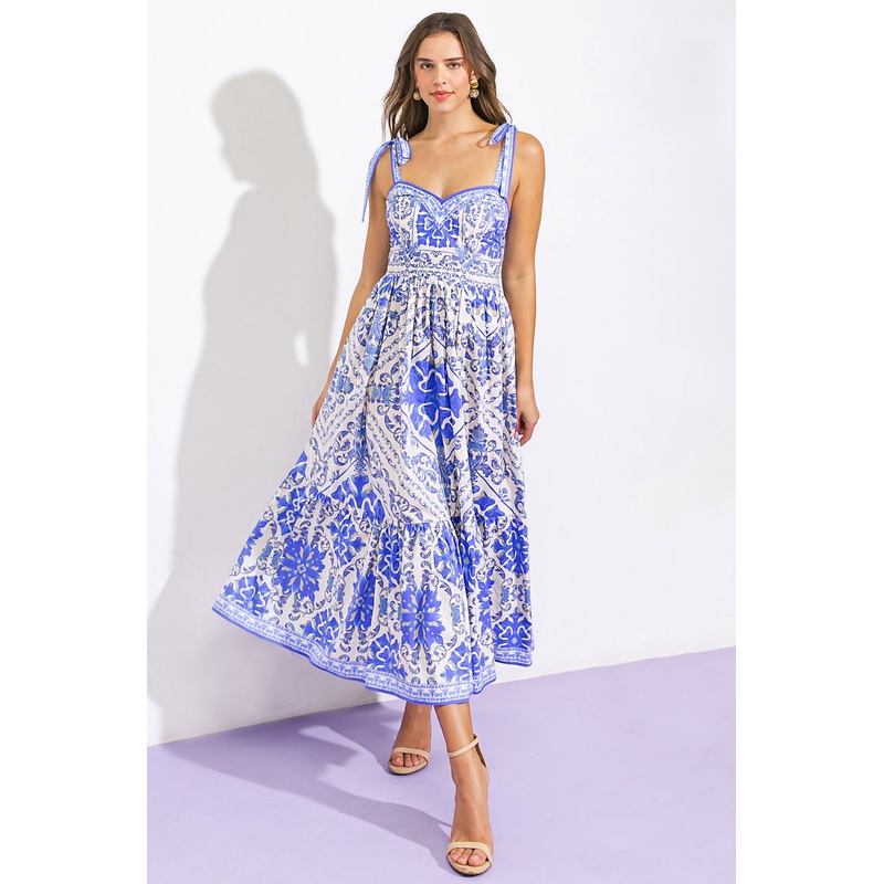 FINDING MY PEACE WOVEN MIDI DRESS