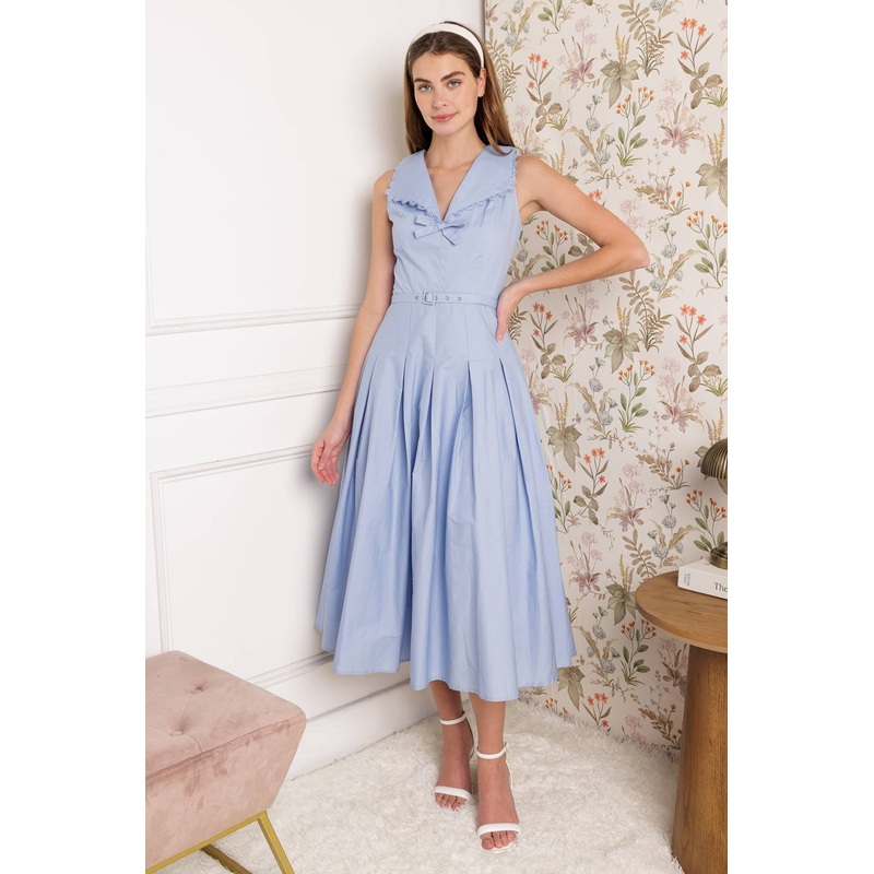 HOPPING ISLANDS WOVEN MIDI DRESS