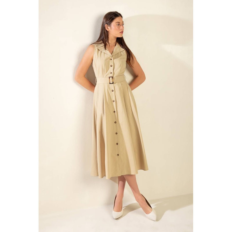 IDEAL APPROACH WOVEN MIDI DRESS