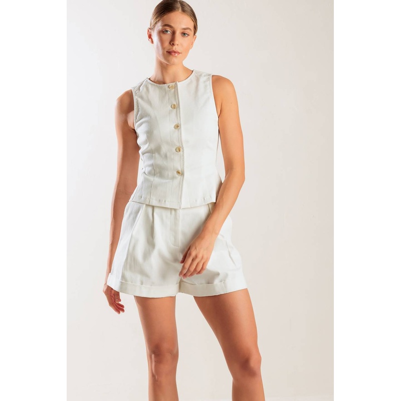LOVE LETTERS WHITE WOVEN VEST|WHITE|S|M|L