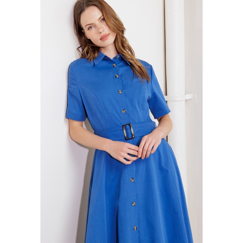 LUXE LIVING BLUE WOVEN MIDI DRESS