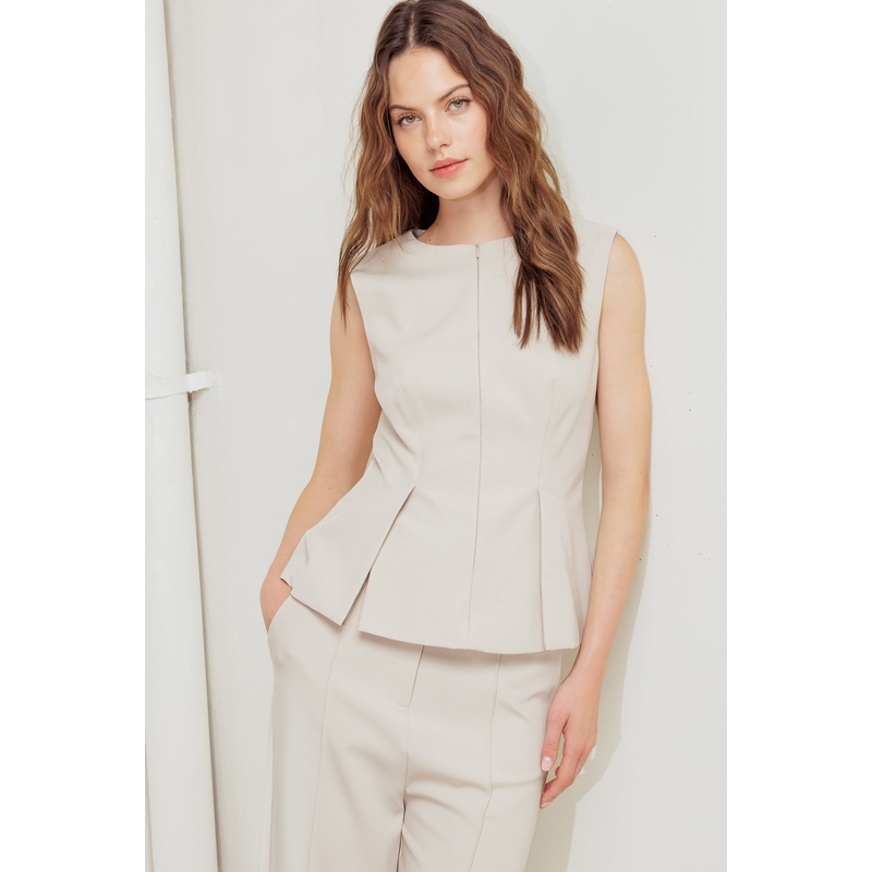 MONDAY FLOW WOVEN TOP|LIGHT BEIGE|S|M|L