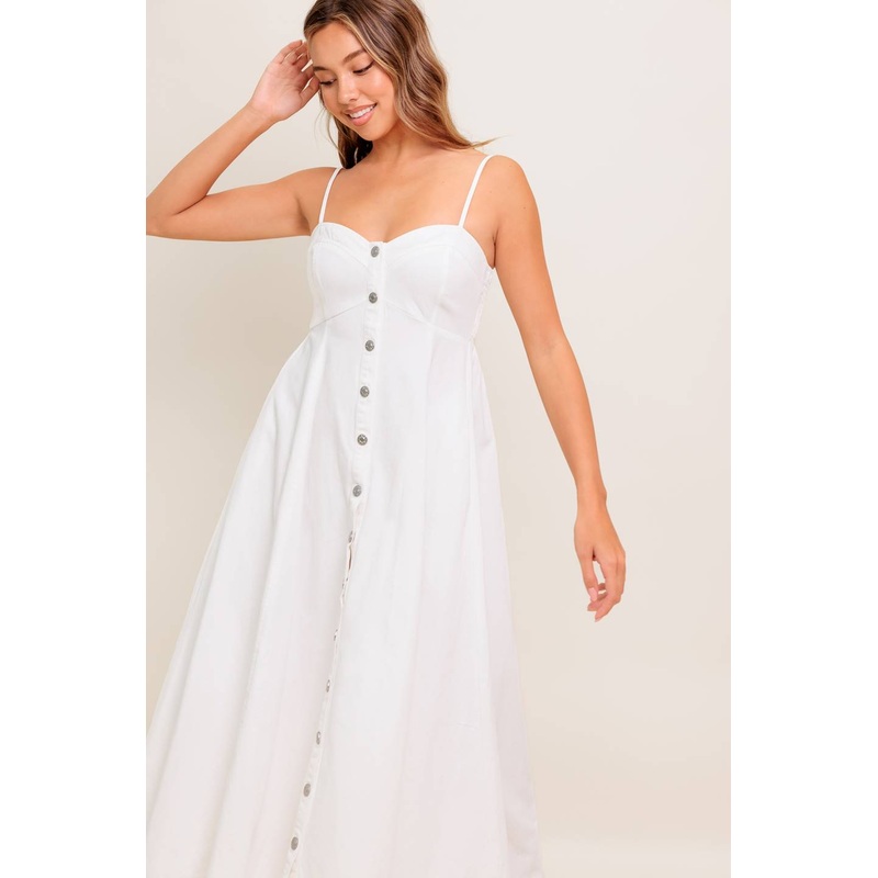 NATURES TOUCH WHITE WOVEN MIDI DRESS