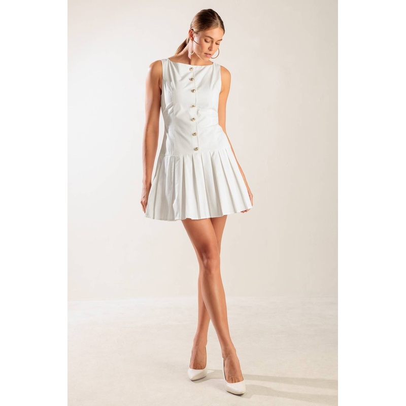 NO COMPARISON WHITE WOVEN MINI DRESS