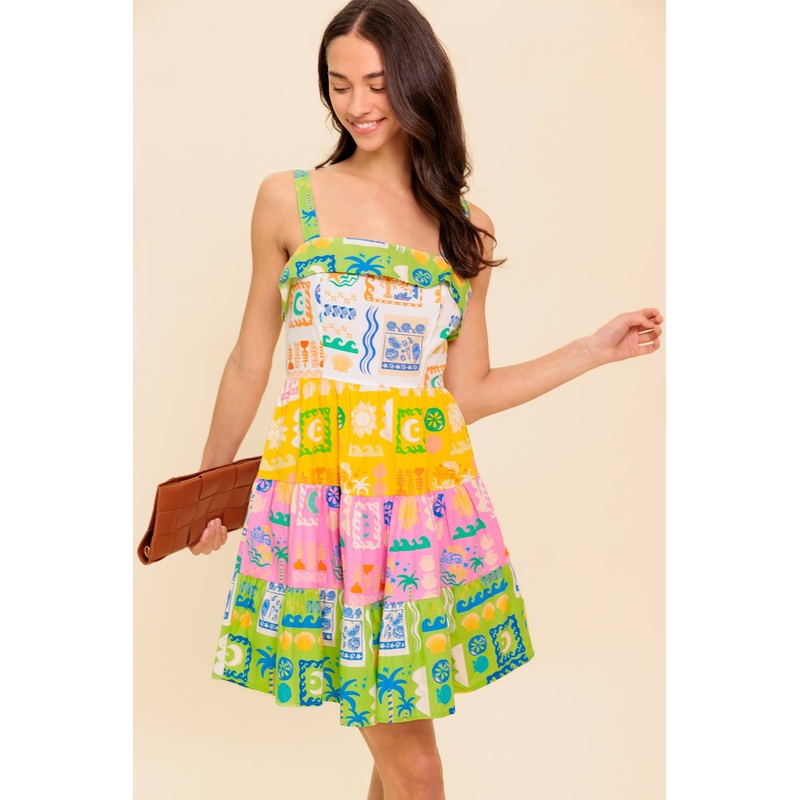 OUT OF OFFICE GREEN WOVEN MINI DRESS