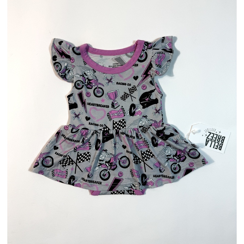 PINK Heartbreaker Racing Co Bamboo Skirted Romper