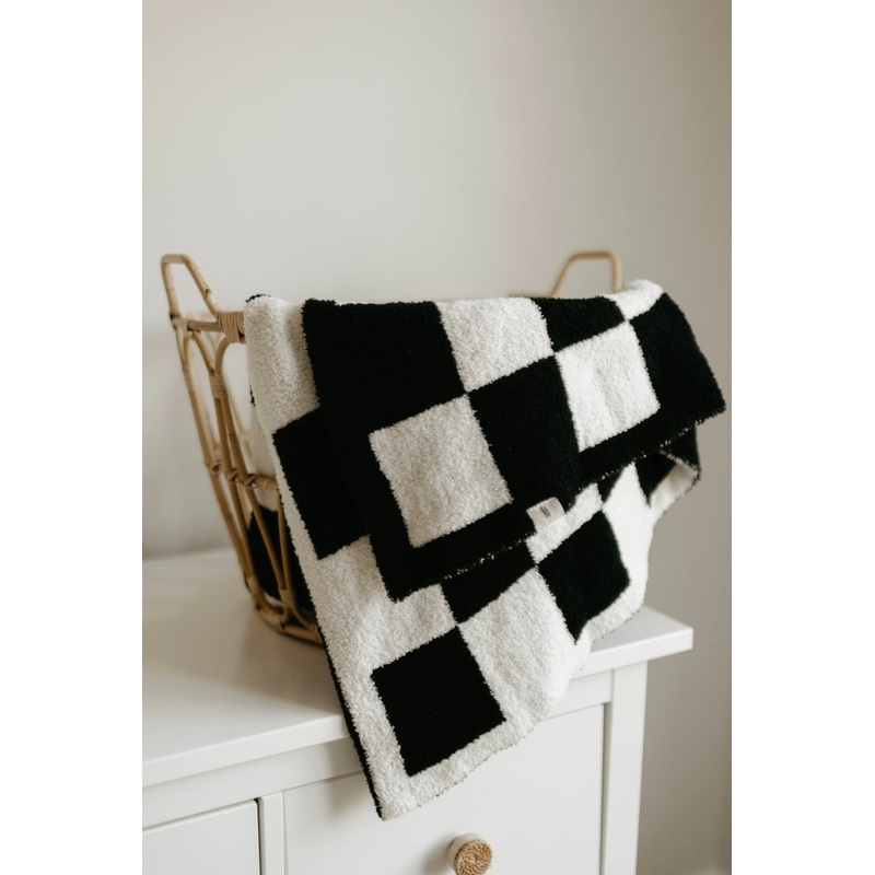 Plush Blanket  | Black & White Checkerboard
