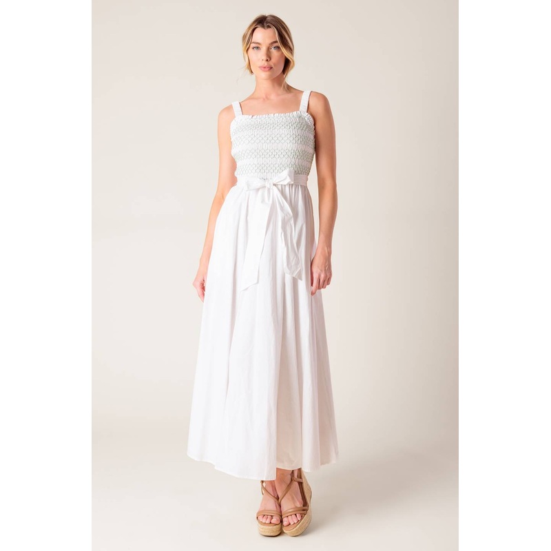 ROMINA BRODERIE WOVEN MIDI DRESS