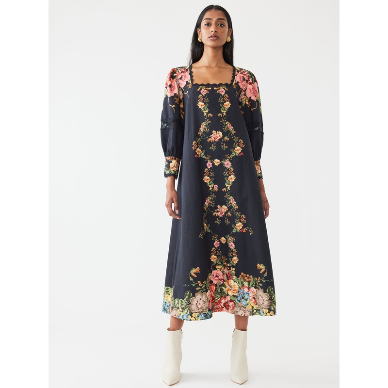 Tara Dress|XX-Small|X-Small|Small|Medium|Large|X-Large|XX-Large|Black Victorian Floral