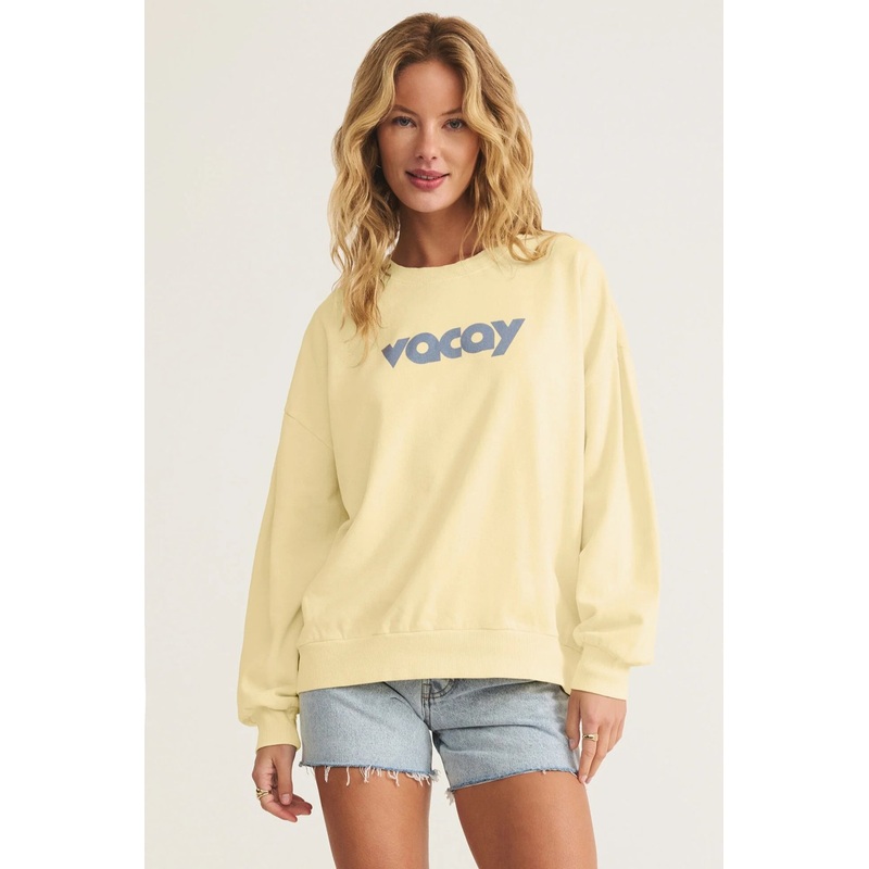 Vacay Sunday Sweatshirt|Mellow Yellow|XS|S|M|L