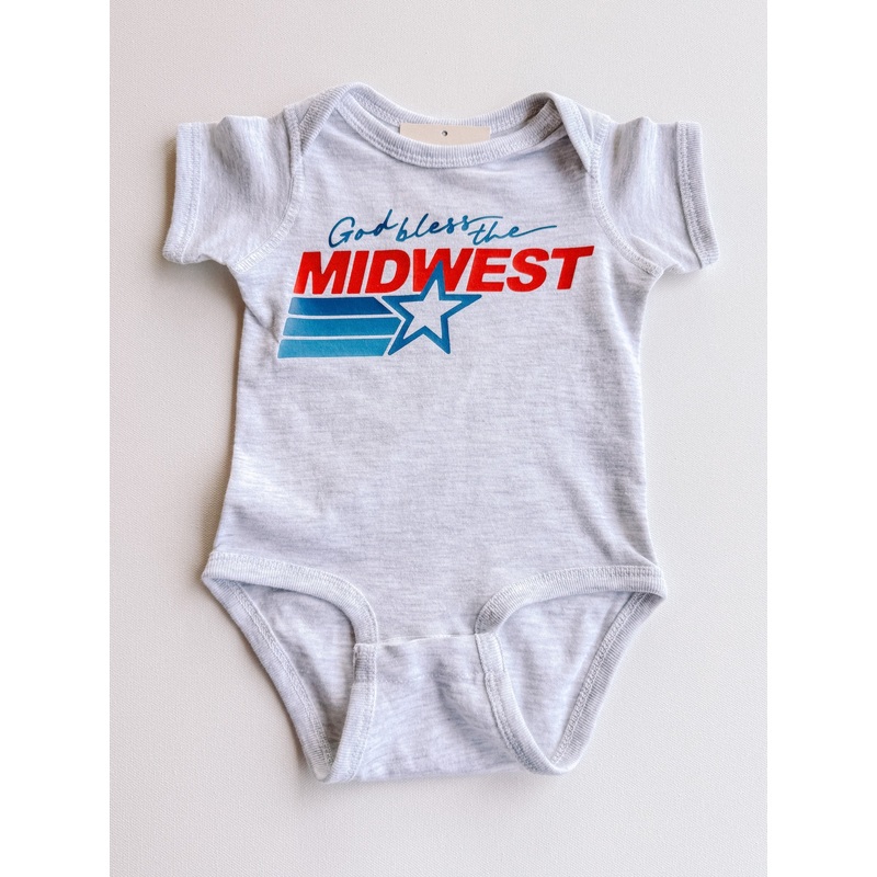 god bless the midwest onesie|0-3M|3-6M|6-12M|12-18M