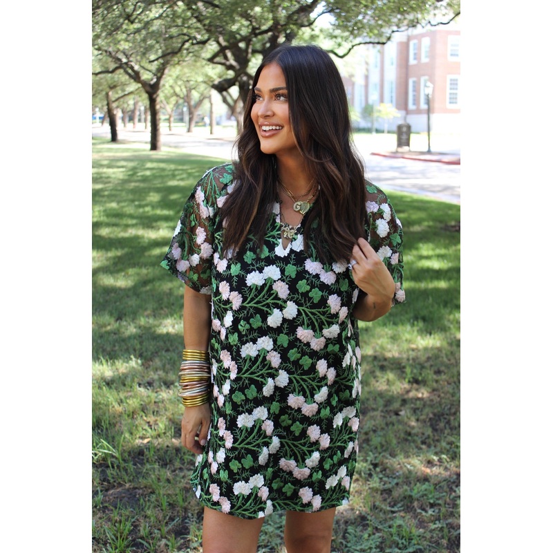 Lulu Short Sleeve Mini Caftan- Vine