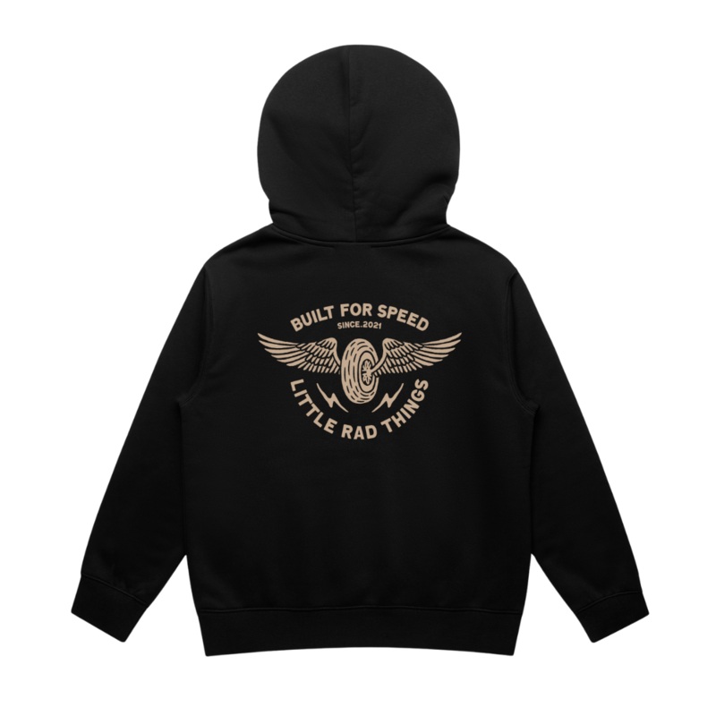 [PREORDER SHIPS SEPT 2]  THE WINGED MECHANIC HOODIE – RECYCLED BLACK
