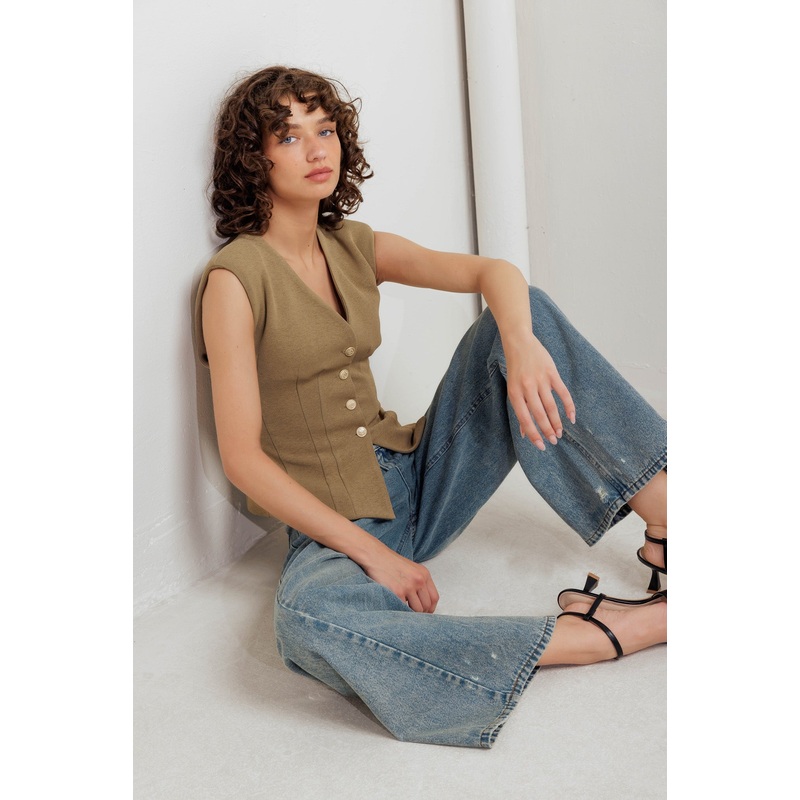 RUNWAY TO REALWAY WOVEN VEST|MOCHA|S|M|L