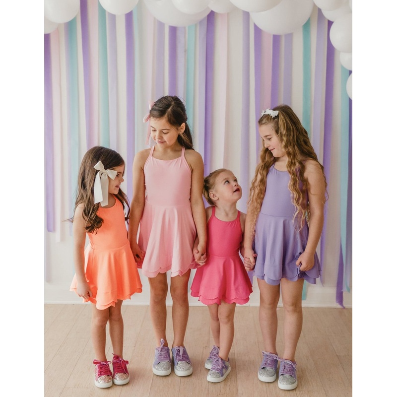 Scallop Athleisure Dress|18m|2T|3T|4T|5Y|6Y|7Y|8Y|10Y|12Y|14/16Y|Orange|Hot Pink