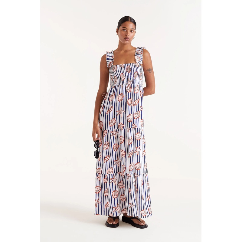 Seashell Print Long Dress|Multicolor|XS|S|M|L|XL