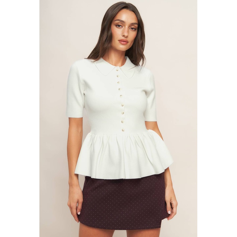 SWEET SERENADE CREAM WOVEN TOP