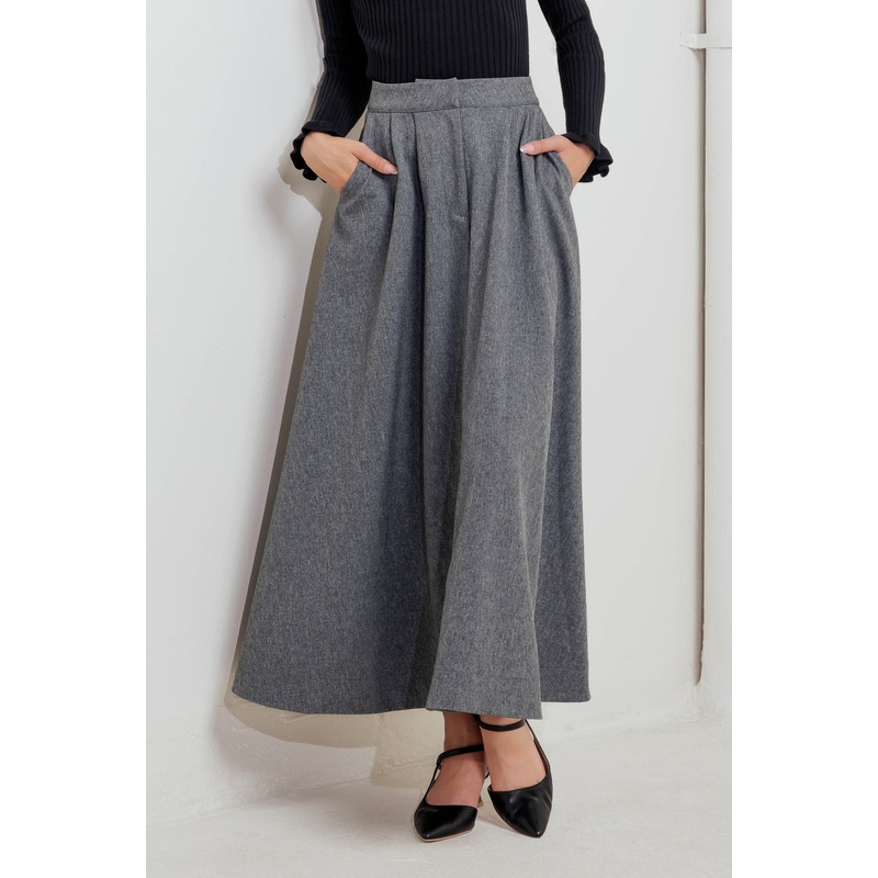 TIMELESS LOOK WOVEN MIDI CIRCLE SKIRT