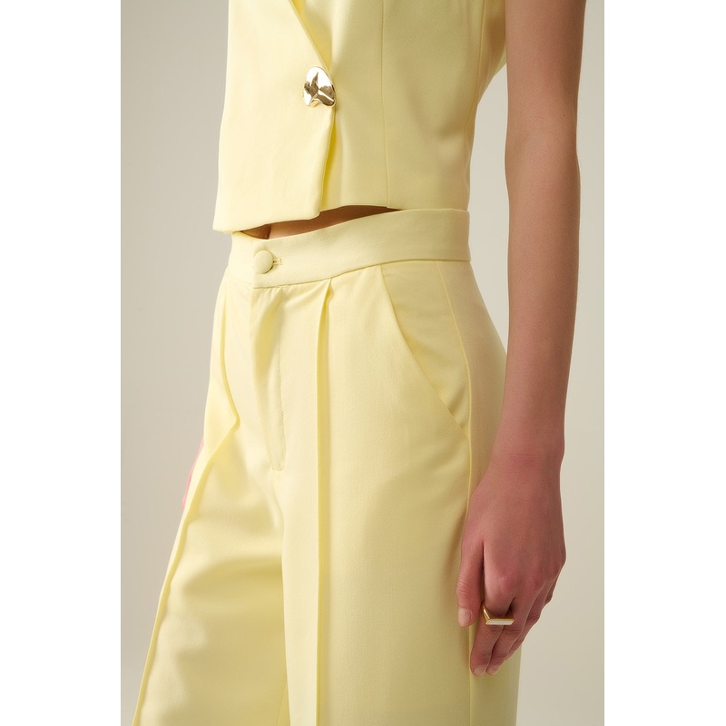 Wide Leg Tailored Pants in Yellow