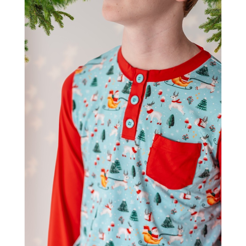 Boys Light Santa Bamboo Holiday Pajamas