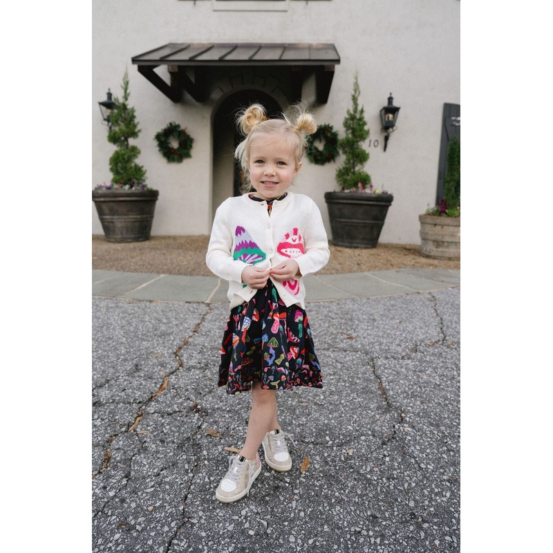 Girls Evelyn Cardigan- Groovy Mushrooms