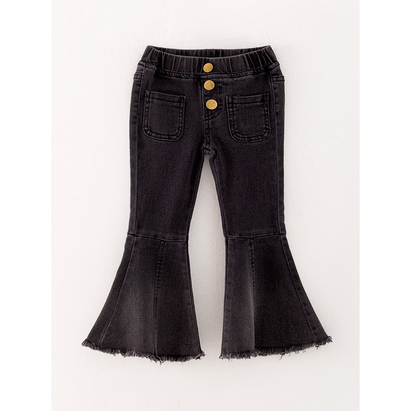 Black Tight Bell-bottoms Denim Jeans Pants
