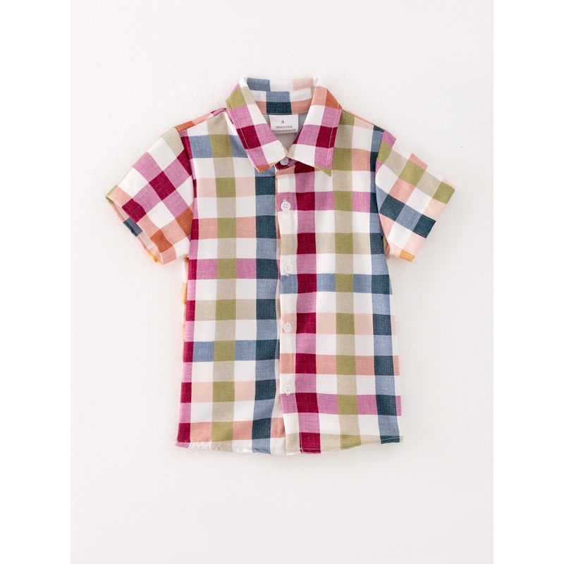 Fall Autumn Baby Boys Plaid T-shirt