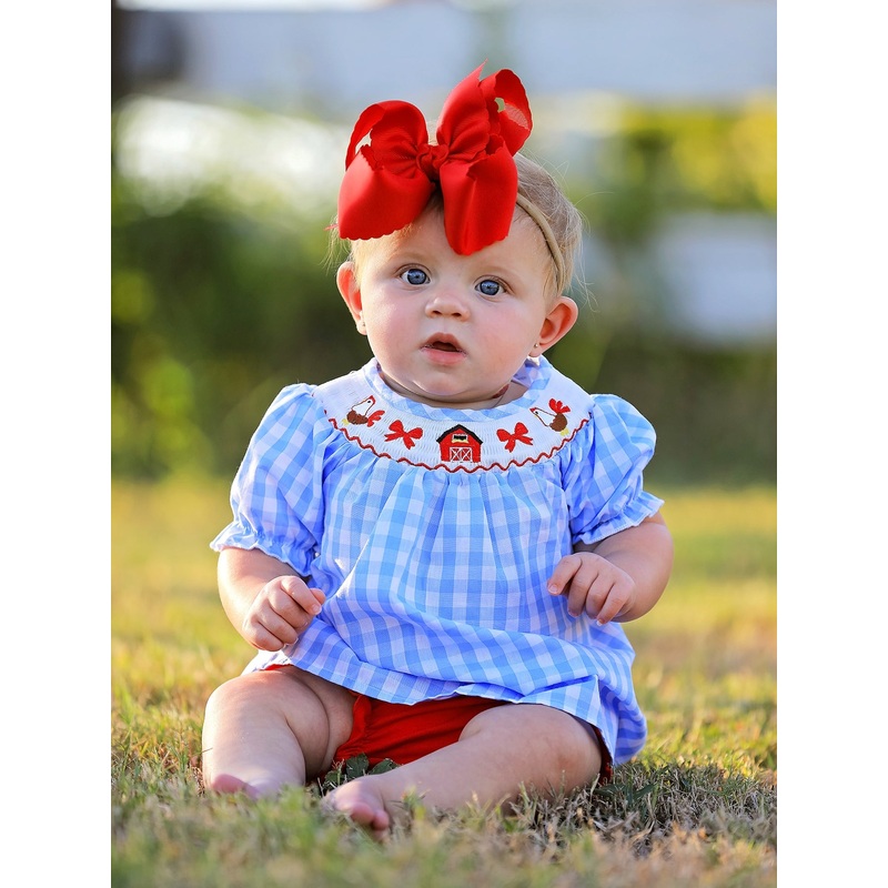 Farm Smocking Embroidered Girls Outfits