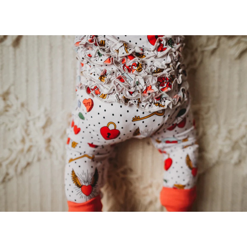 Vintage Hearts Convertible Baby Footie
