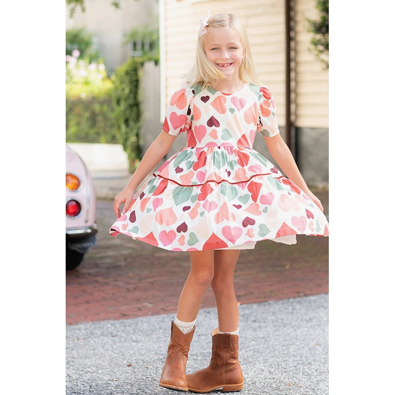 Vintage Hearts Girls Dress|2T|4T|7T
