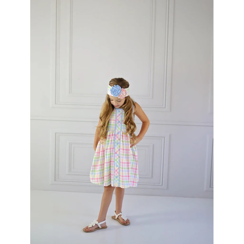 Watercolor Gingham Petal Pocket Dress