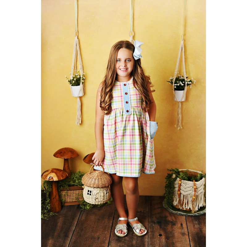 Watercolor Gingham Pocket Dress