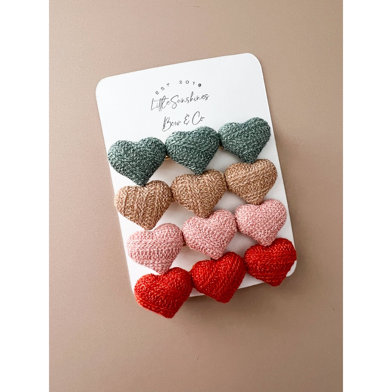 Triple Heart Hair Clips- Set of 4