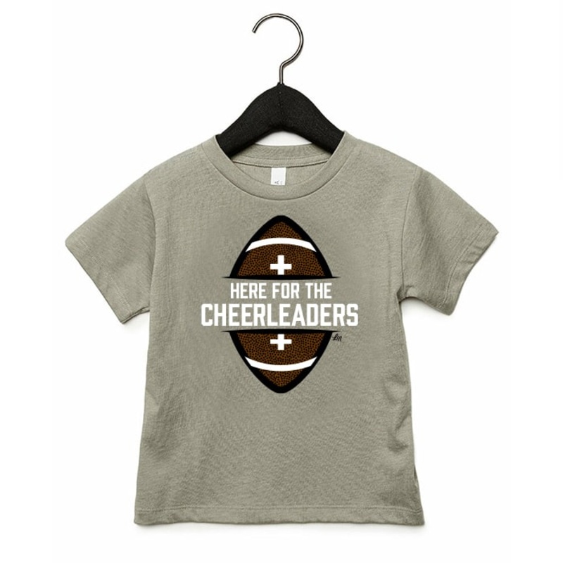 Here for the Cheerleaders Tee|18/24|2T|3T|4T|5T|YS (6/8)|Heather Stone