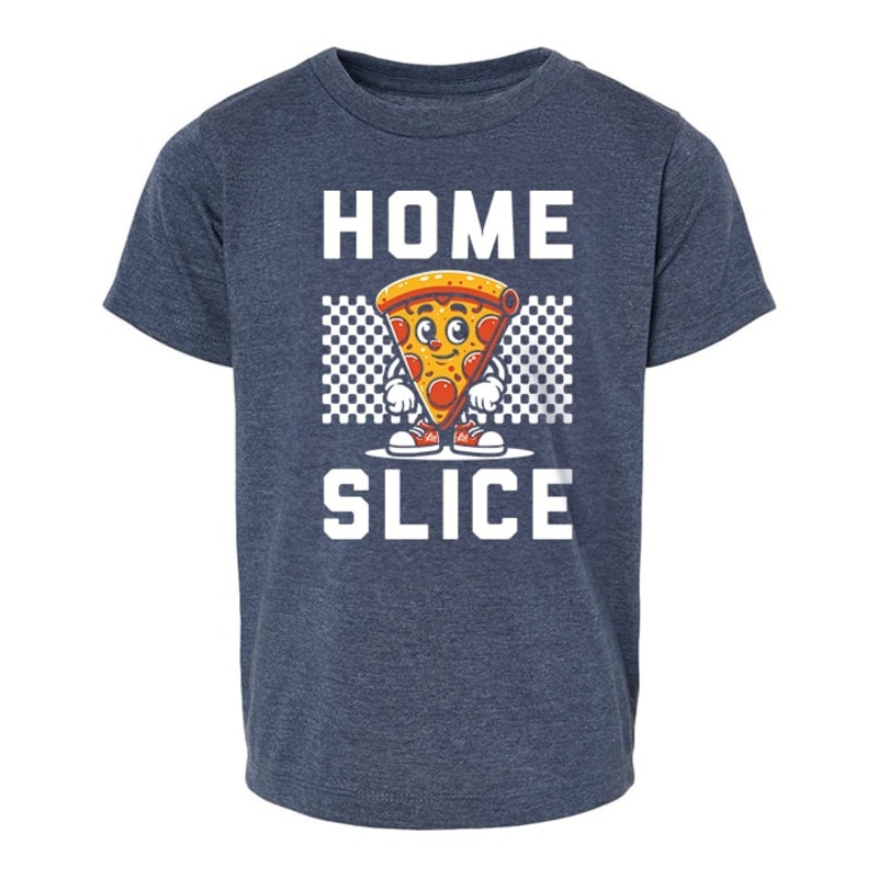 Home Slice Pizza Tee|2T|3T|4T|5T|YS (6/8)|Heather Navy