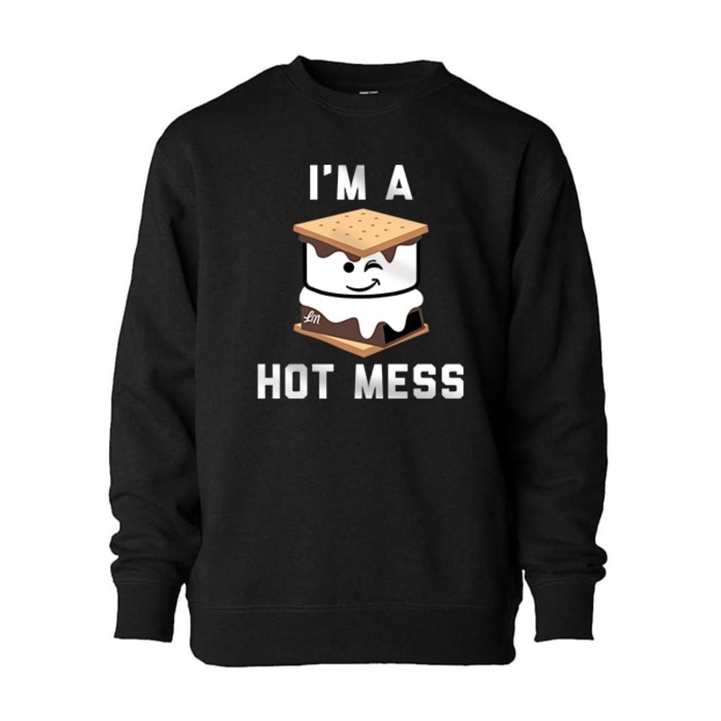 Hot Mess Crewneck|2T|4T|5/6T|Youth Small (6/8)|Black