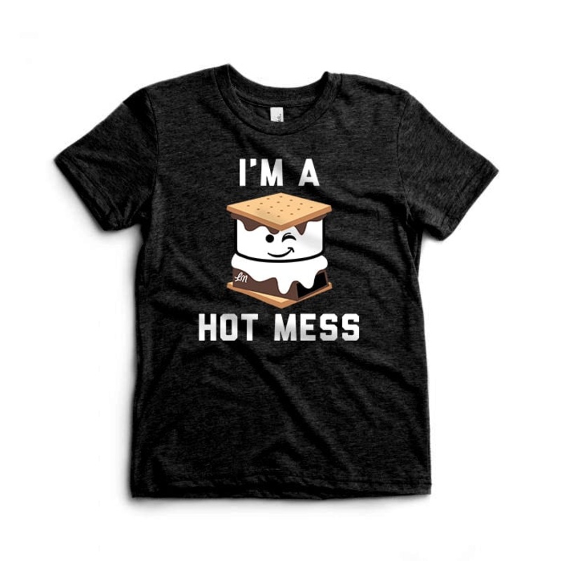 Hot Mess Tee|18/24|2T|3T|4T|5T|YS (6/8)|Charcoal Black Triblend