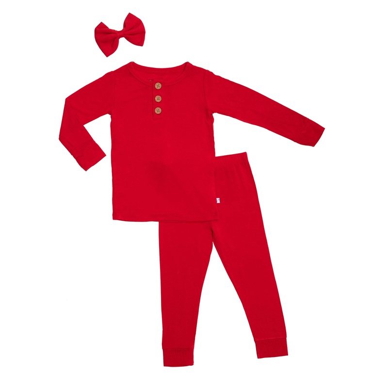 True Red Long Sleeve Henley Pajamas