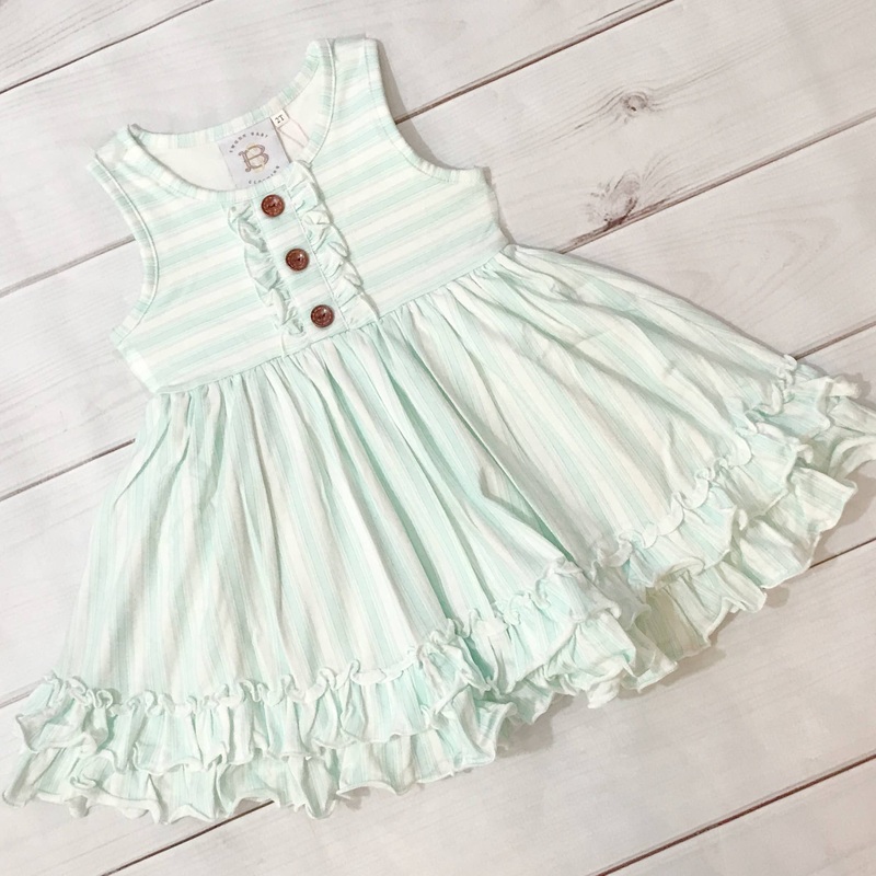Watercolor Frilly Stripe Dress