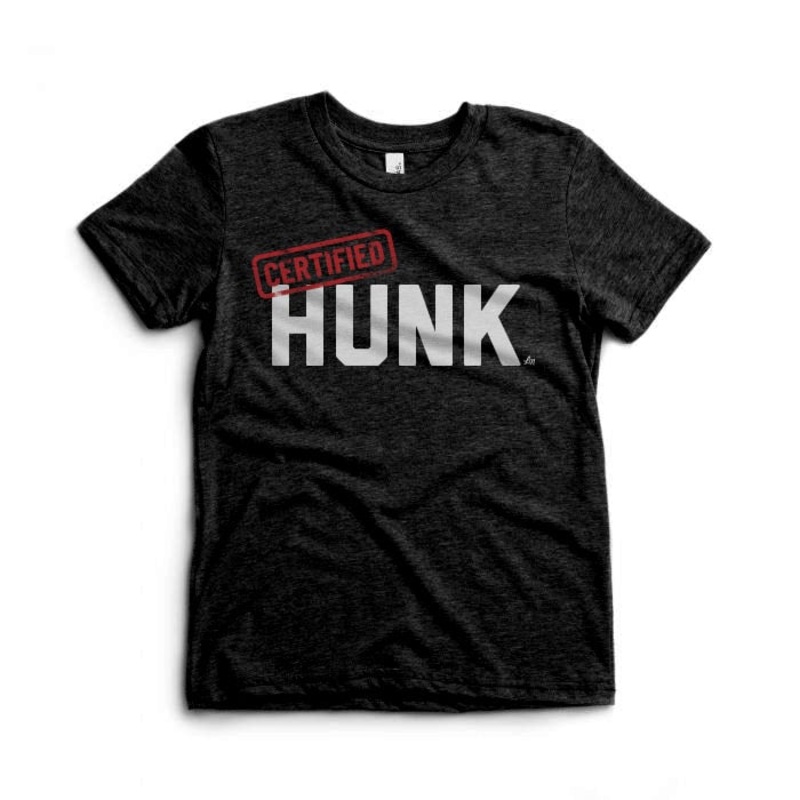 Certified Hunk Tee|3-6 months|6-12 months|12-18 months|18-24 months|2T|3T|4T|5T|Heather Grey|Charcoal Black Triblend