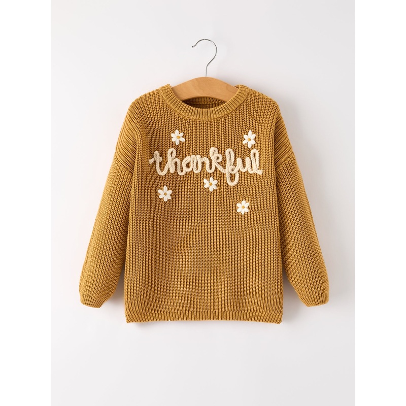 Fall Thanksgiving Brown Girls Pullover Sweater